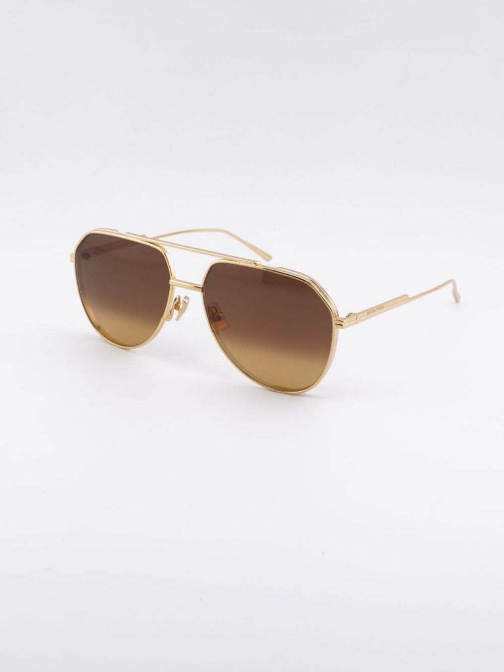 Bottega Veneta BV1465S 004 Sunglasses Gold Aviator Frame, Brown Lenses